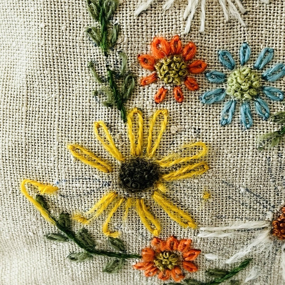 Vintage Crewel Floral Embroidery Bag Gold‎ Frame Needlepoint Off White Clutch - Picture 4 of 12